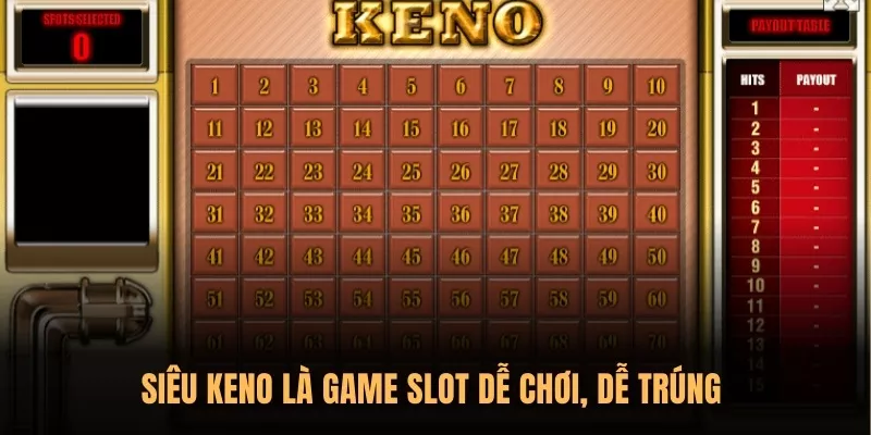 Top 07 slot game Sunwin có tỷ lệ nổ hũ cao nhất hiện nay 2 Siêu Keno là game slot dễ chơi, dễ trúng